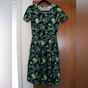 LuLaRoe Black, Navy Blue, and Green Dress